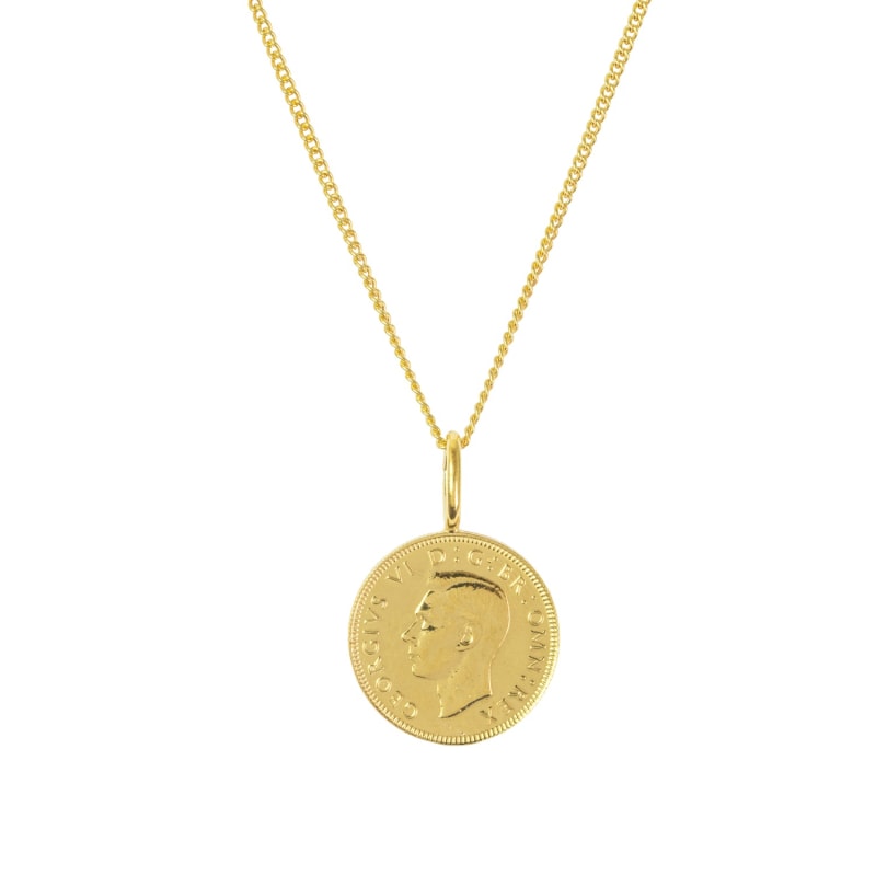 Thumbnail of British Shilling Coin Necklace In Yellow Gold Plate image