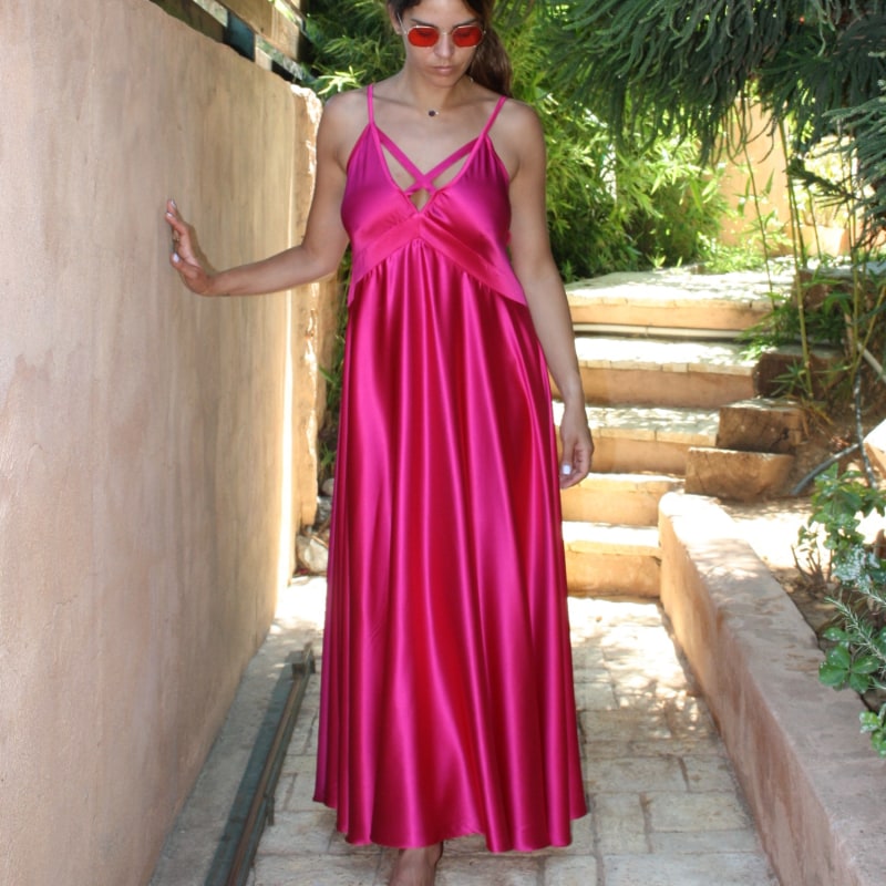 Thumbnail of Diane Silk Dress In Fuchsia image