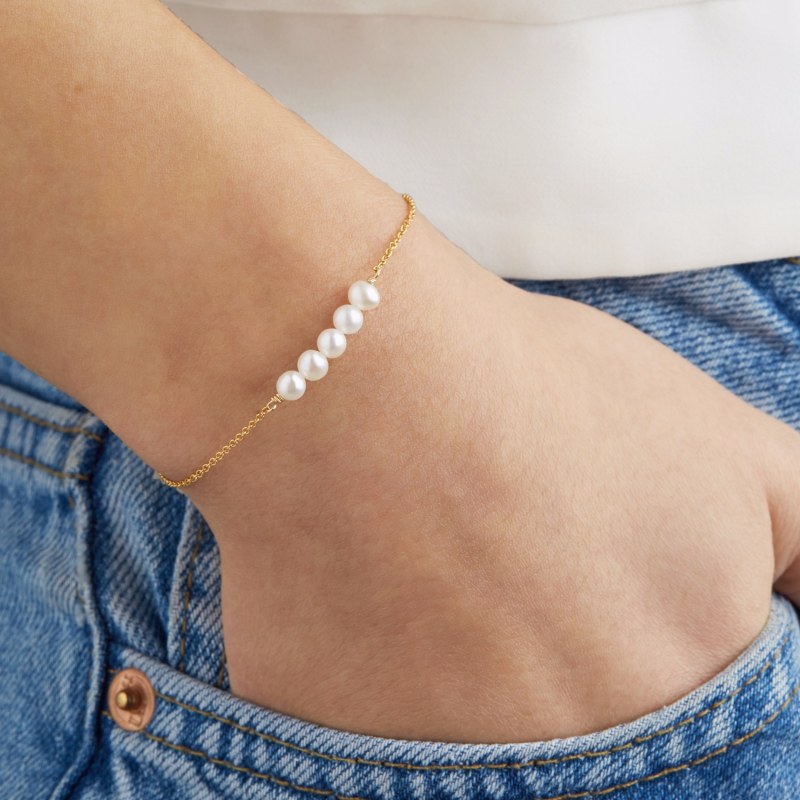 Gold Layered Pearl Bracelet by Lily & Roo