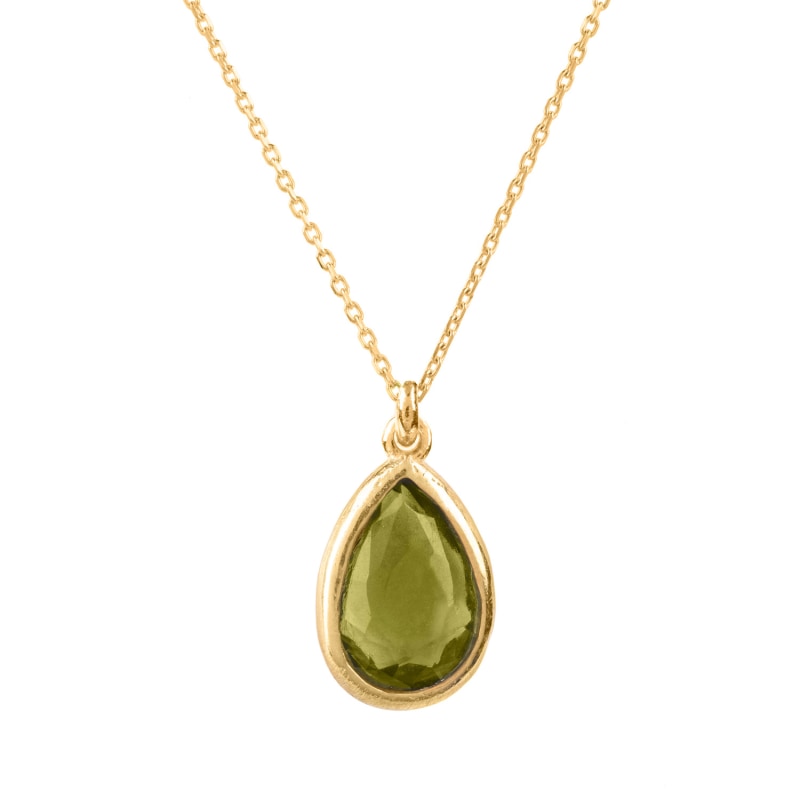 Thumbnail of Pisa Mini Teardrop Necklace Gold Peridot image