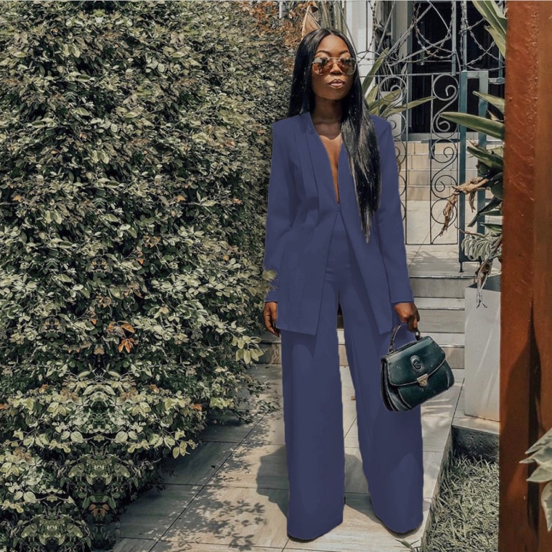 Wide Leg Stretch Pants Ocean Blue by Layo G