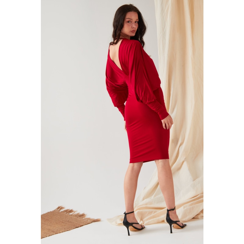 Red batwing dress best sale
