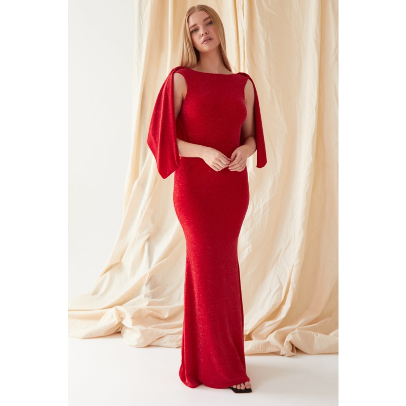 Red cowl back dress hot sale