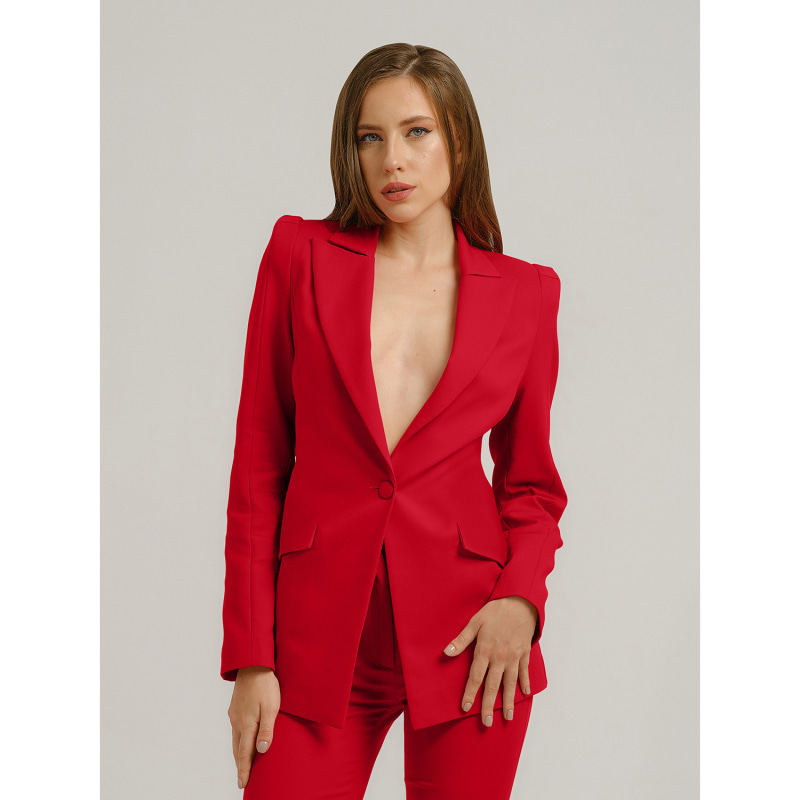 Fierce Red Tailored Blazer by Tia Dorraine