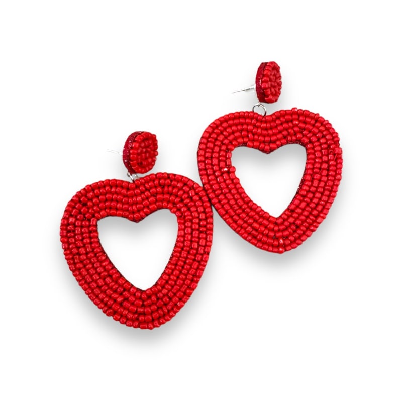 Red Heart Earrings Serabondy Wolf Badger