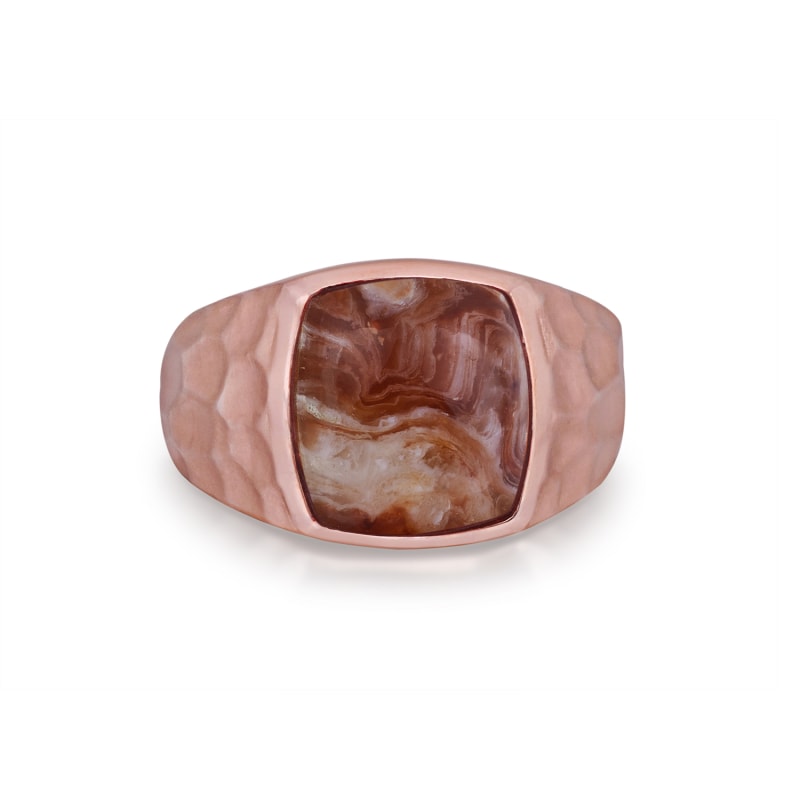 Thumbnail of Red Lace Agate Stone Signet Ring In 14K Rose Gold Plated Sterling Silver image