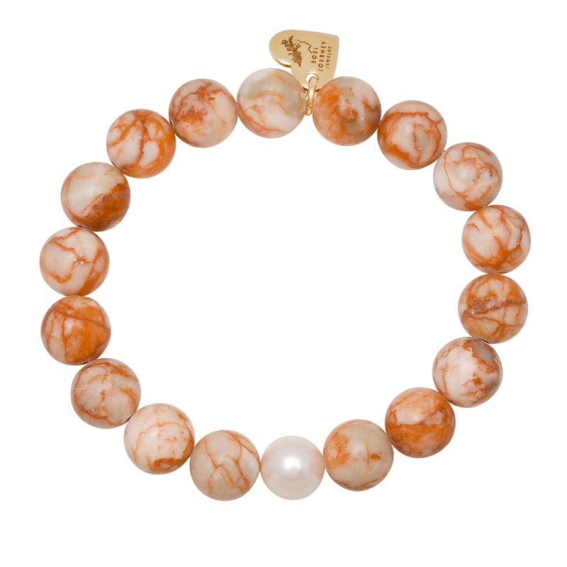 Thumbnail of Red Line Jasper  And Pearl Bracelet image