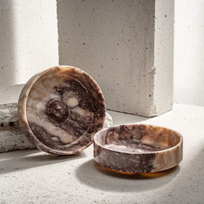 Thumbnail of Tumbling Afyon Red Marble Bowl - Premium Quality Natural Marble image