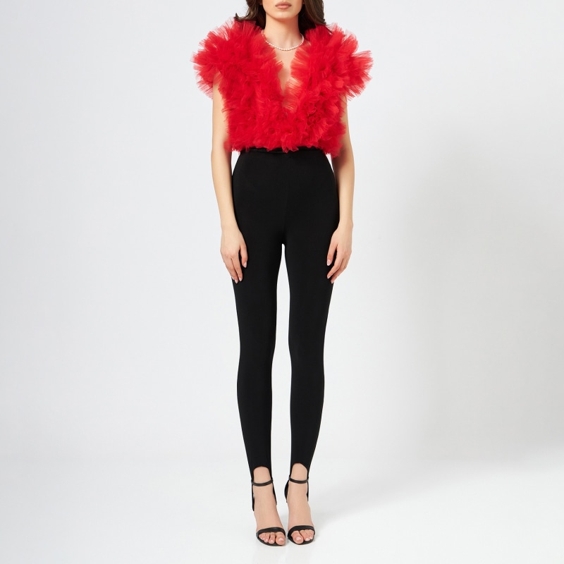 Thumbnail of Signature Red Ruffled Tulle Bodysuit image