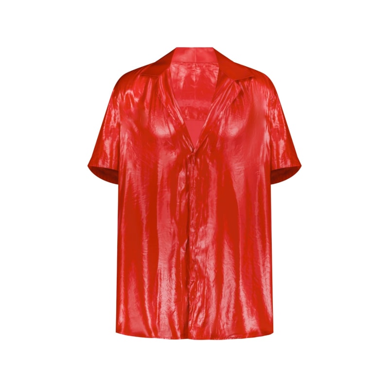 Thumbnail of Red Satin Short Sleeve Shirt image