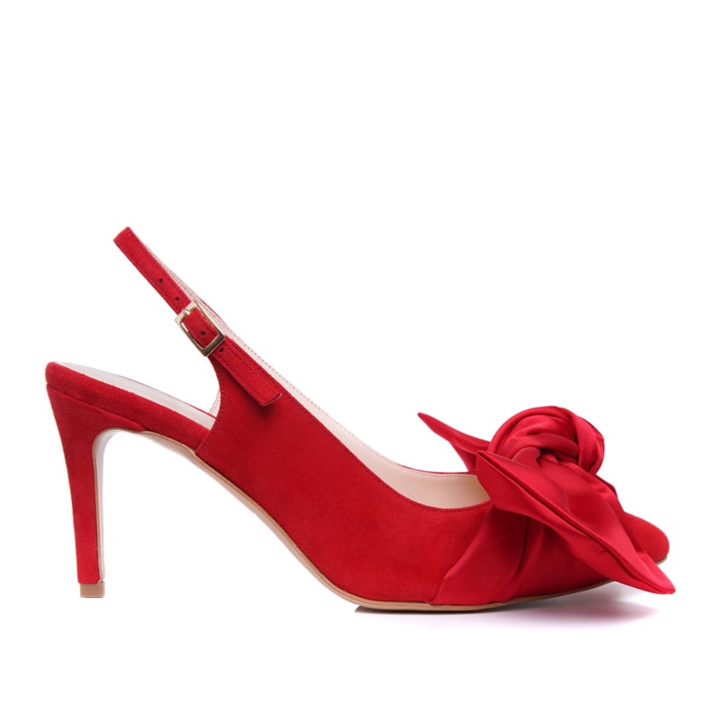 Red satin booties deals
