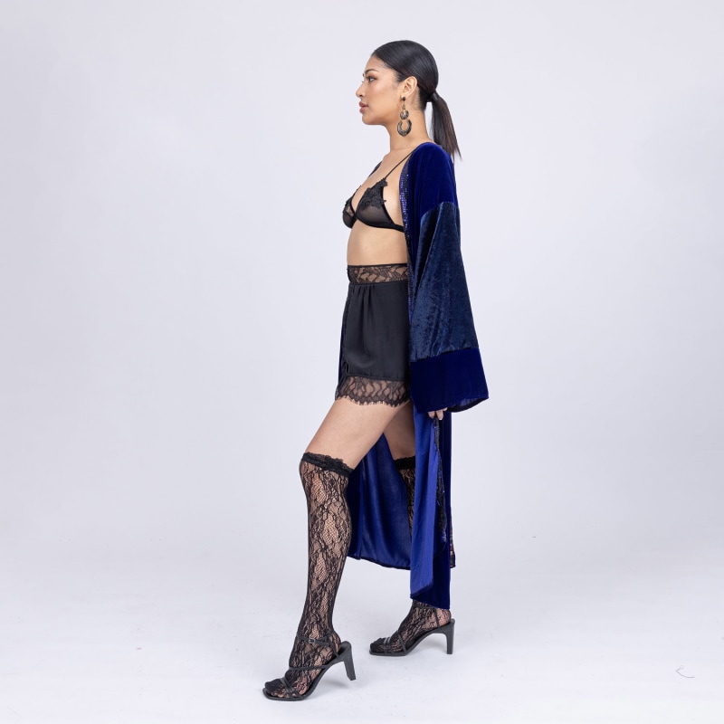 Thumbnail of Reign - Magnificent Electric Blue Velvet Robe With Bohemian Adornments image