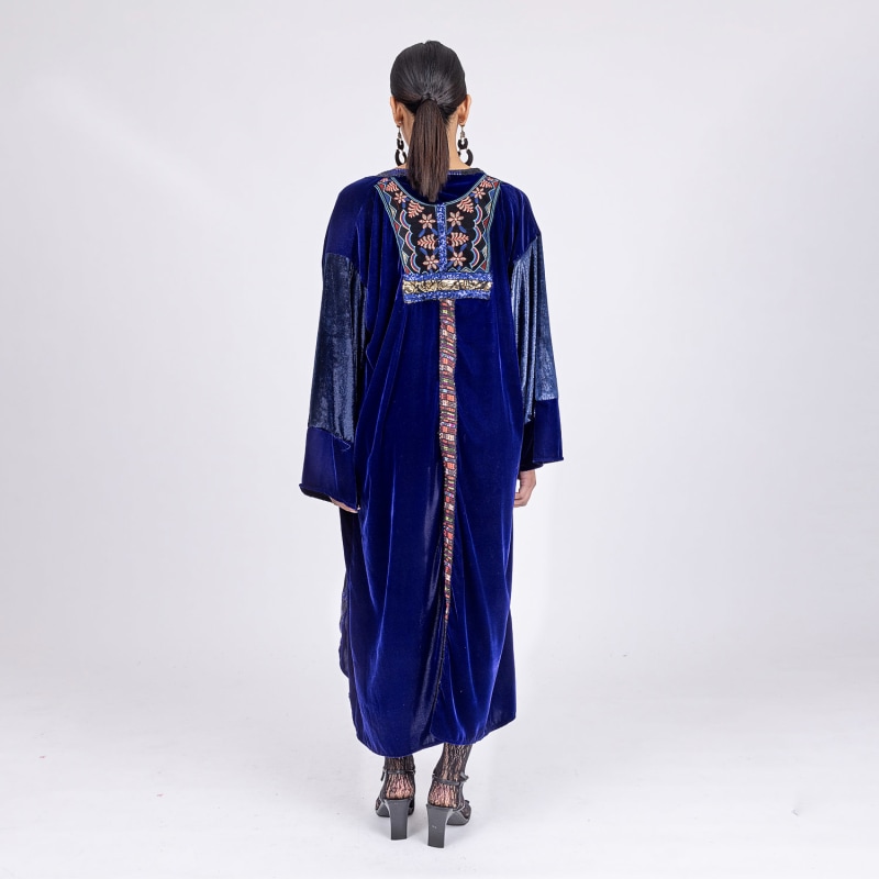 Thumbnail of Reign - Magnificent Electric Blue Velvet Robe With Bohemian Adornments image