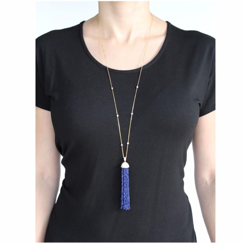 Thumbnail of Lapis Tassel Necklace image