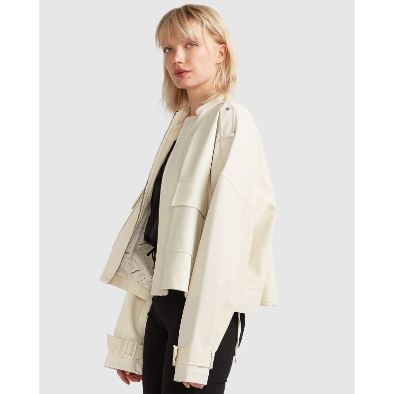 Thumbnail of Reload Draped Leather Look Jacket - Cream image