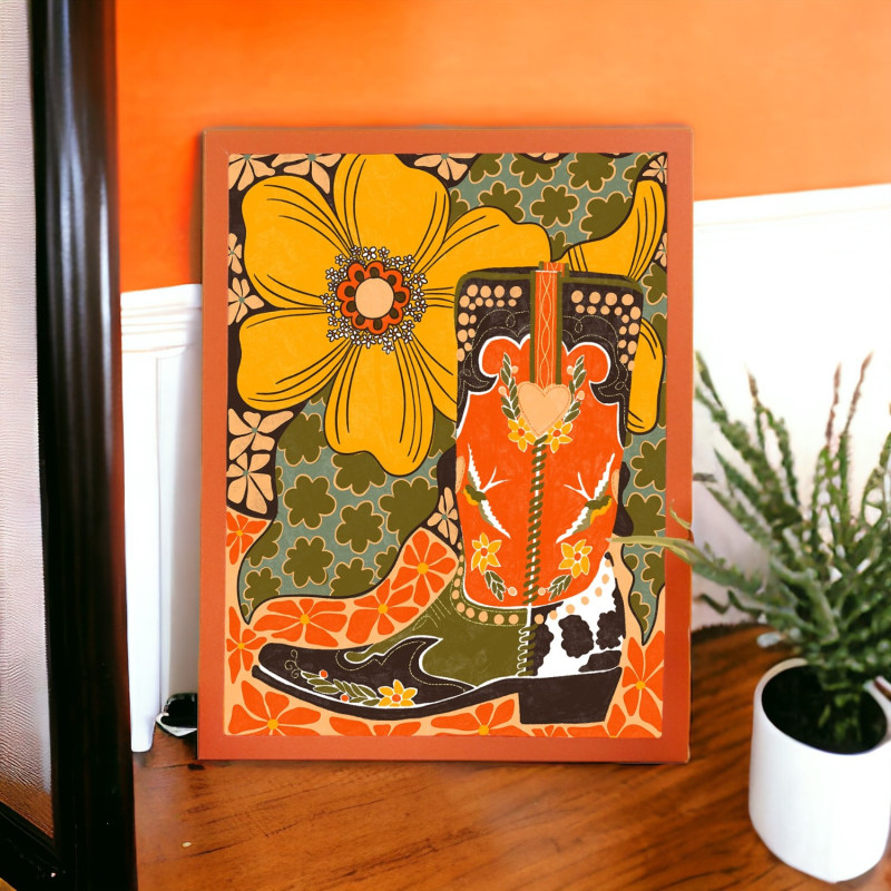 Thumbnail of Retro Cowboy Boots Print image