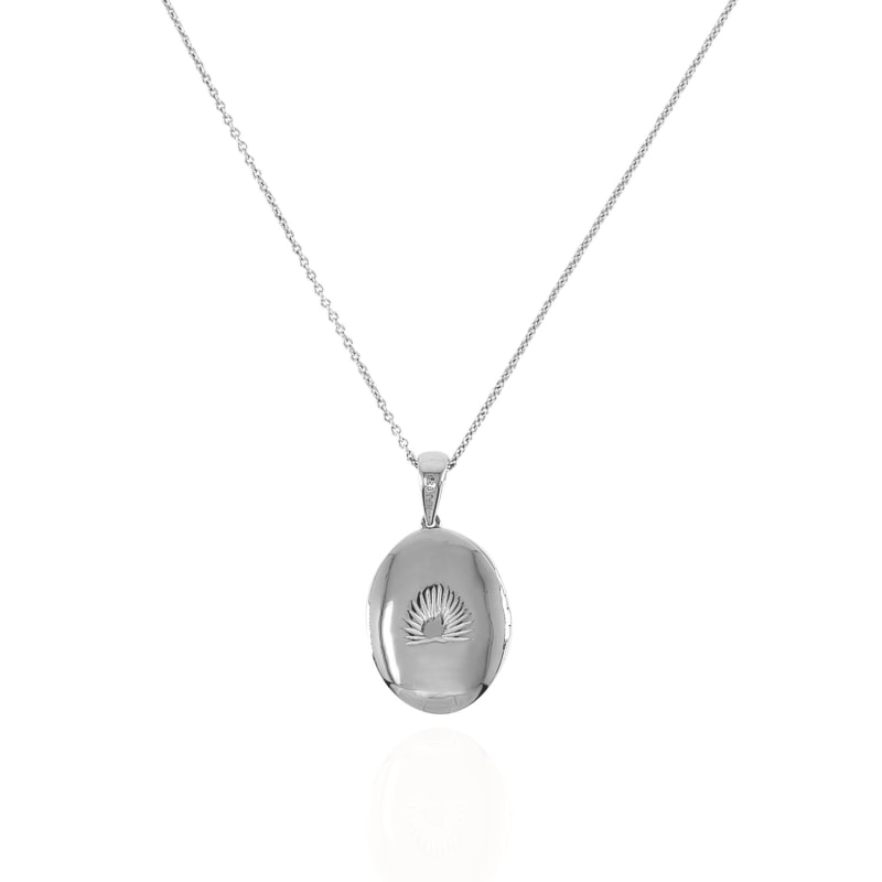 Sterling Silver Engraved Round Locket Necklace