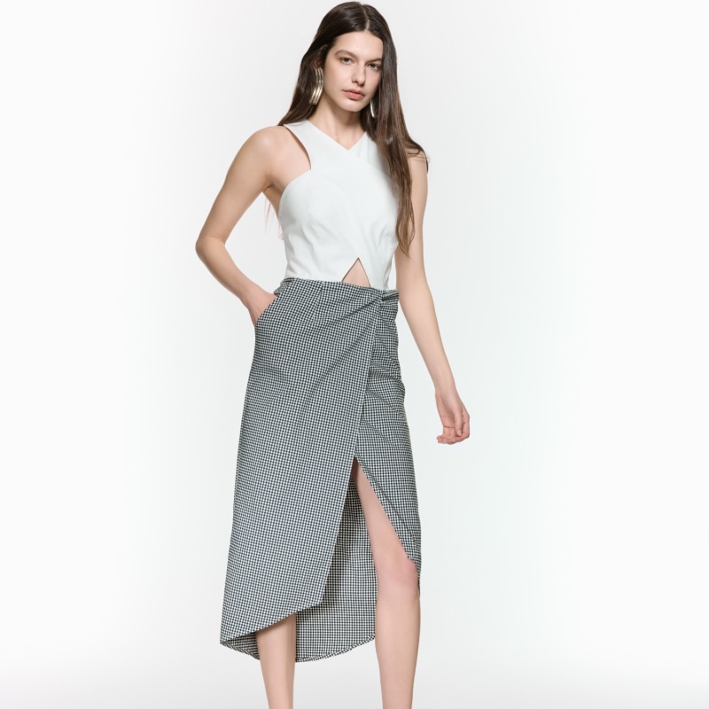 Thumbnail of Revolve White Checked Midi Dress image