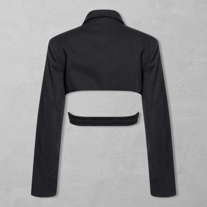 Thumbnail of Reworked Black Blazer With Wrap Detail & Cut Out Back image