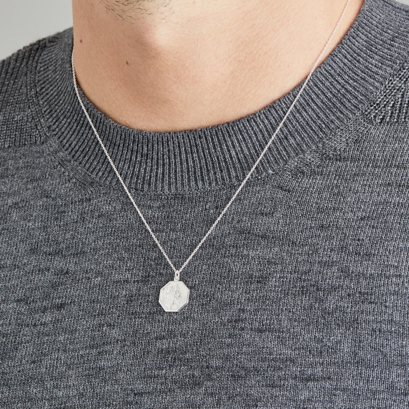 Silver st christopher necklace discount