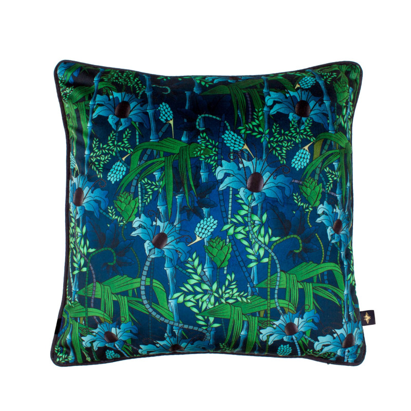 Thumbnail of Electric Lagoon Blue Velvet Cushion- Small image