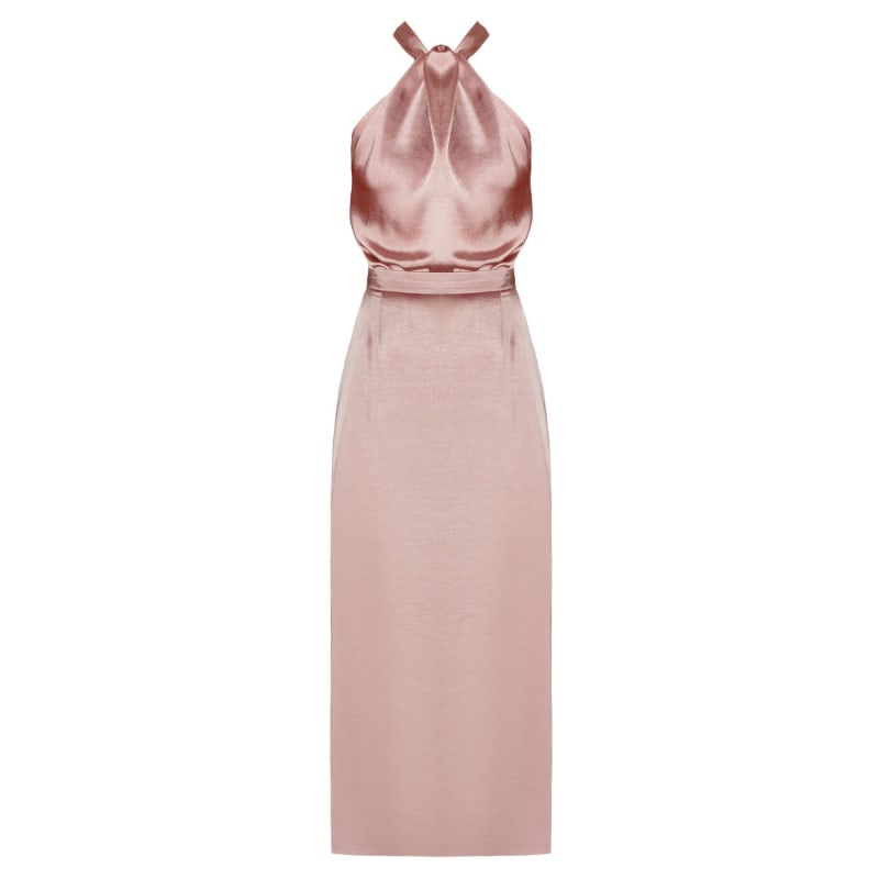 Thumbnail of Paula Nude Satin Cocktail Midi Dress image