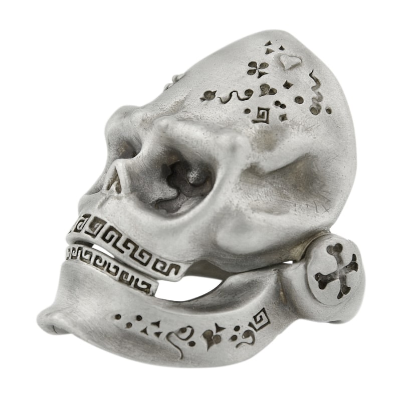 Thumbnail of Skull Ring with Hinged Jaw in Sterling Silver image