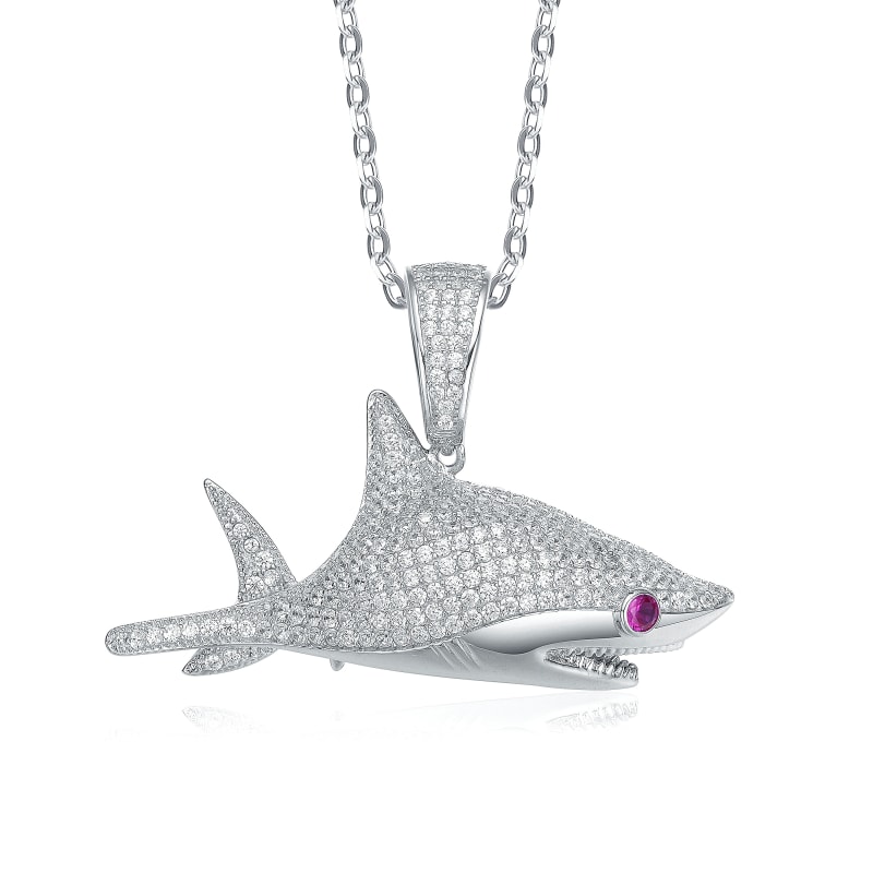 Iced out shark necklace top