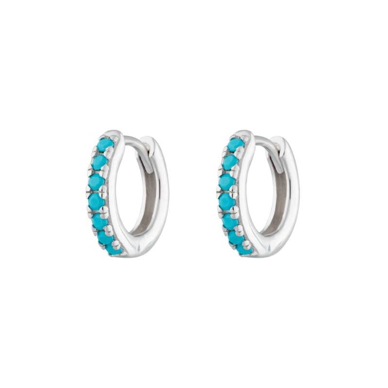 Silver Huggie Earrings With Turquoise Stones Scream Pretty