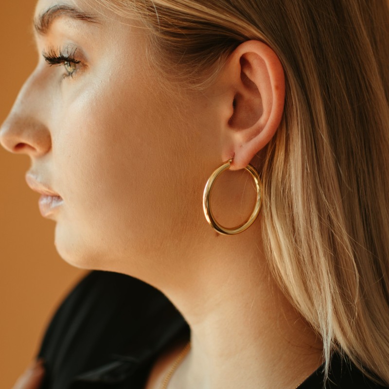 Thumbnail of Nina Classic Gold Tube Hoops image