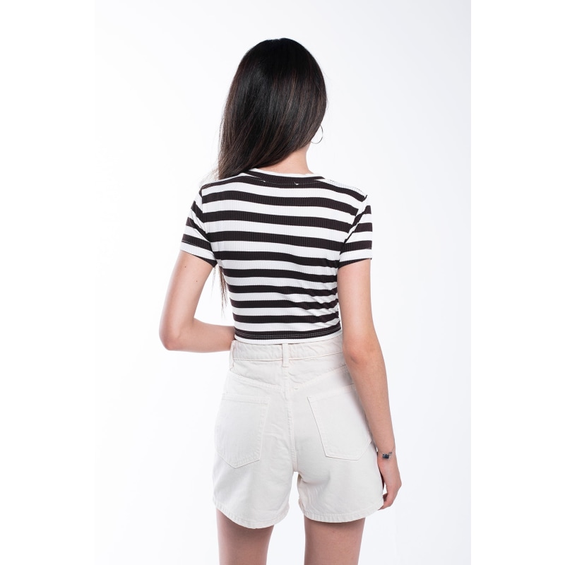 Thumbnail of Striped Crop T-Shirt - Brown image