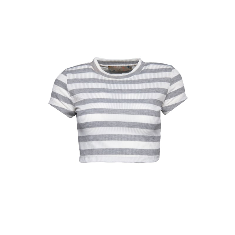 Thumbnail of Striped Crop T-Shirt - Grey image