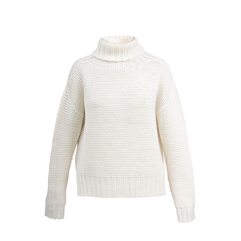 Ribbed white turtleneck sweater deals