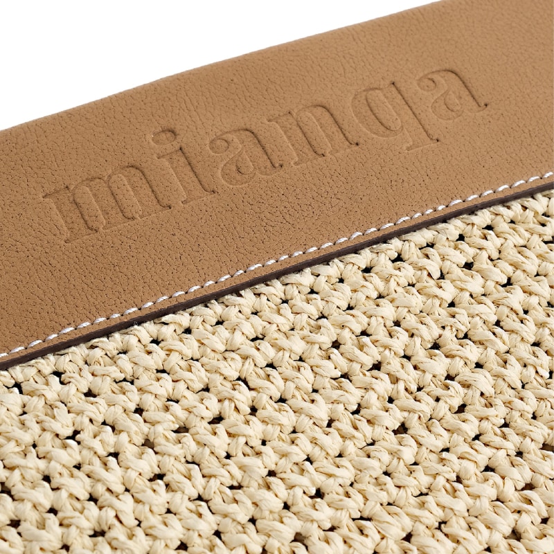 Thumbnail of Vegan Bio-Leather & Handwoven Raffia Clutch Tan image