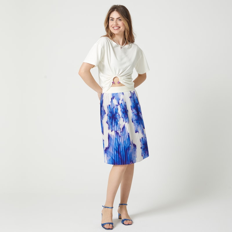 Thumbnail of Floral-Print Elasticated-Waist Pleated Recycled Fabric Midi Skirt image