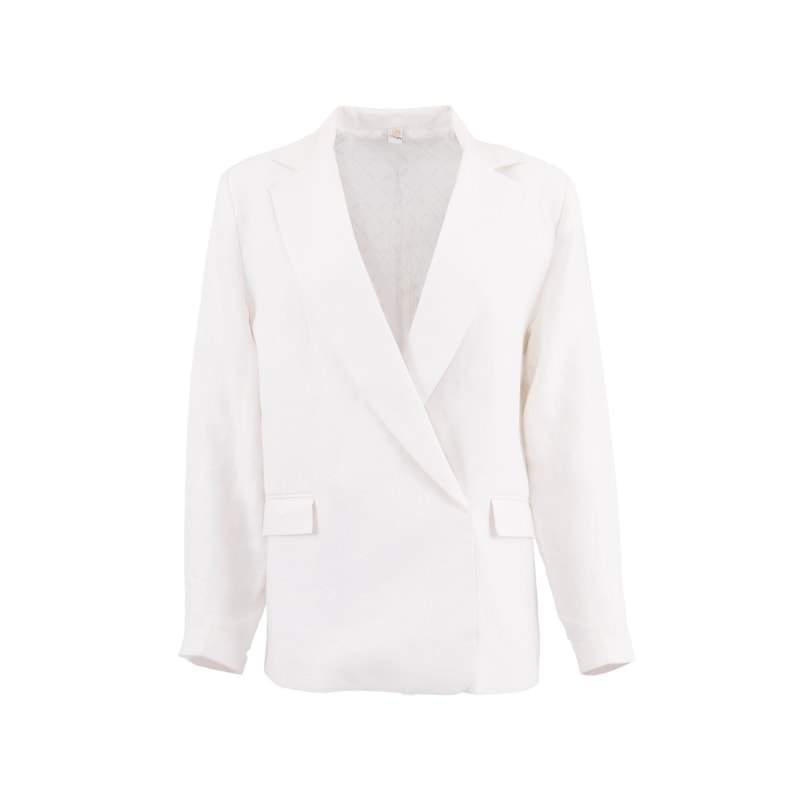 Thumbnail of Havana Oversized Linen Blazer In Porcelain White image