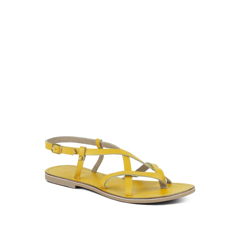 Yellow strappy flat sandals sale