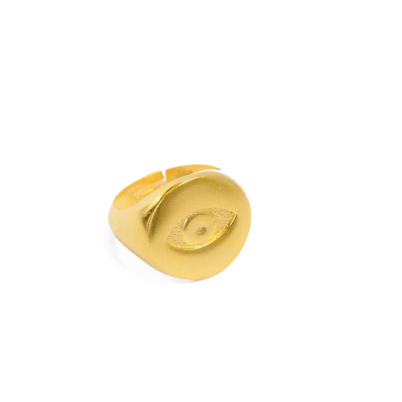 Thumbnail of Evil Eye Gold Signet Ring image