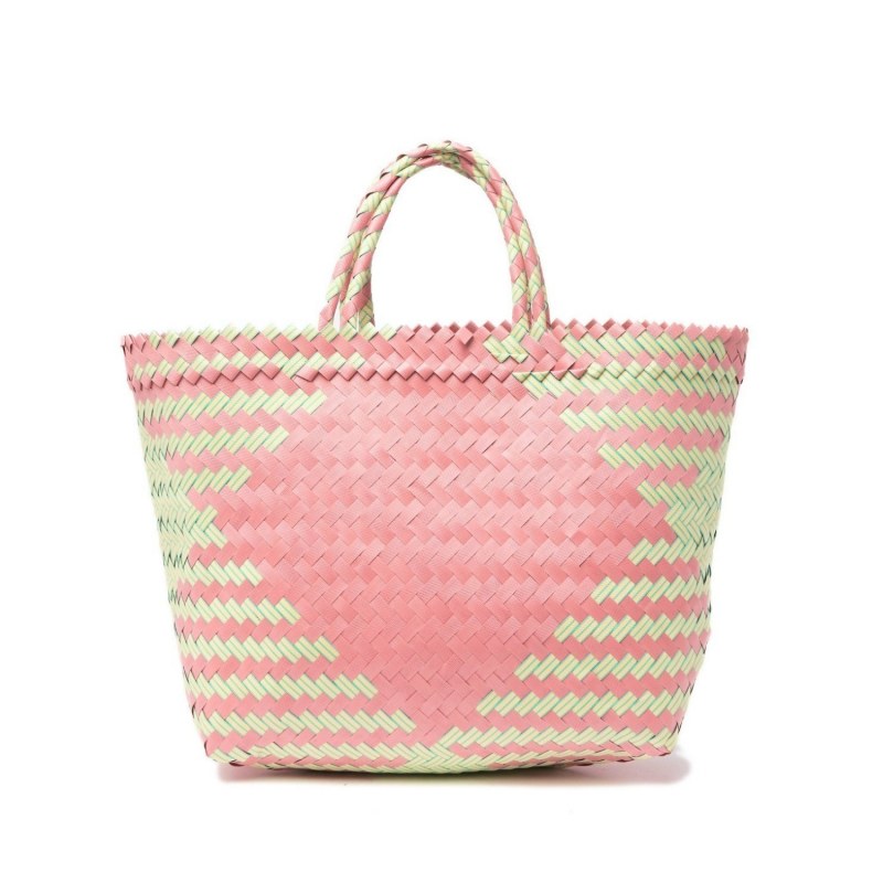 Thumbnail of Jasmin Recycled Plastic Woven Shopper Tote in Pink & Yellow image