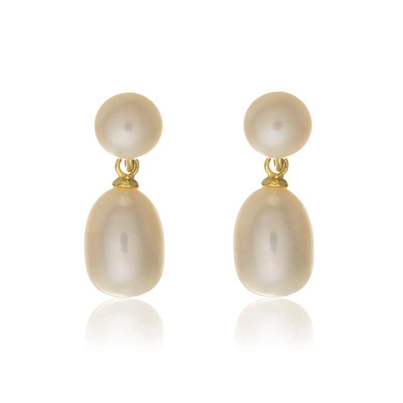 Glebe Double White Pearl Gold Vermeil Drop Earrings Auree