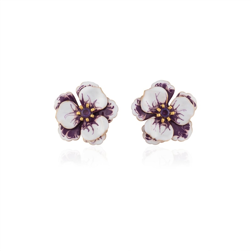Violet outlet flower earrings