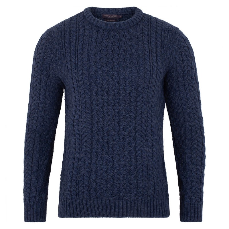 Mens wool cable knit jumper sales