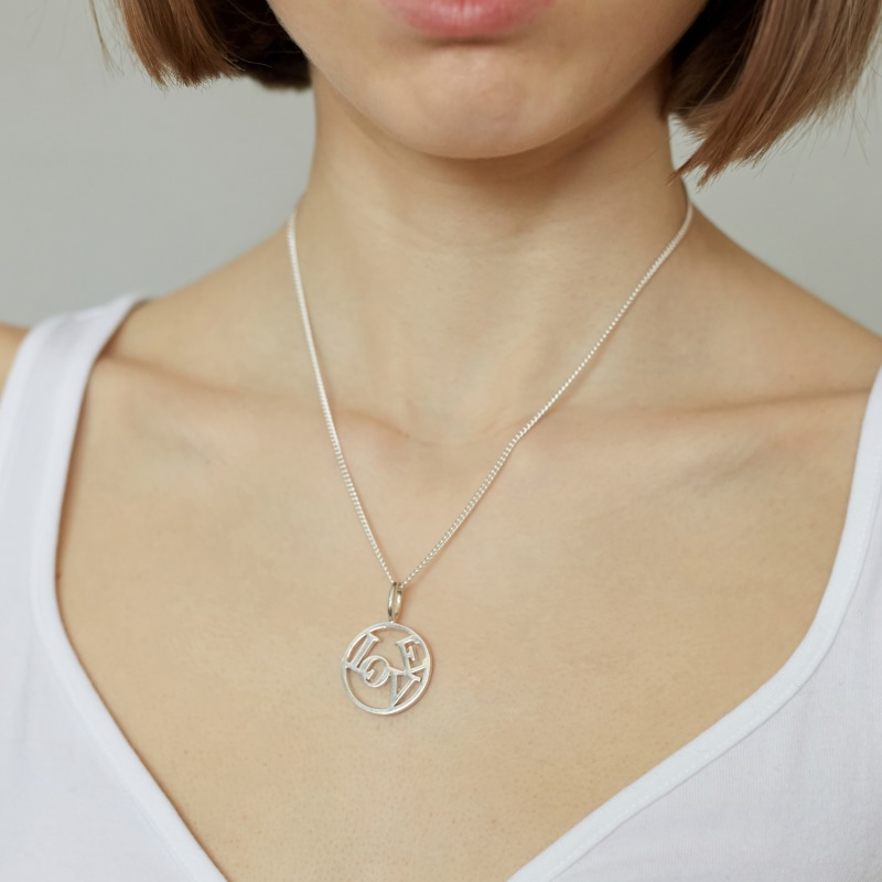 Thumbnail of Love Medallion Sterling Silver Necklace image