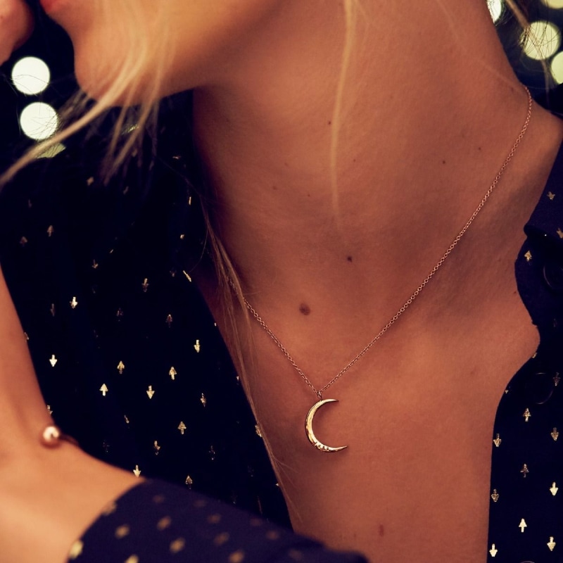 Gold plated crescent moon necklace best sale