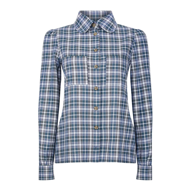 Thumbnail of The Round Collar Shirt - Green Check image