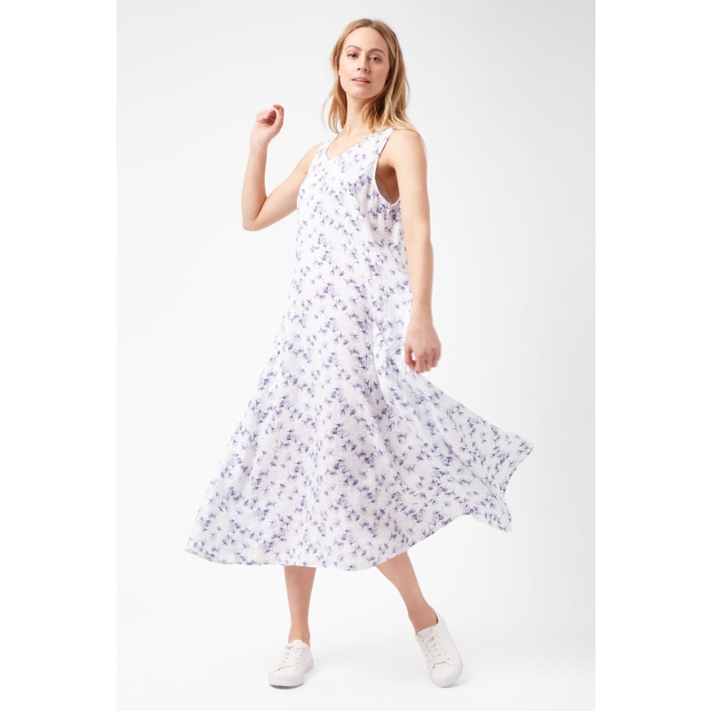 Thumbnail of Maxi Linen Print Dress - White image