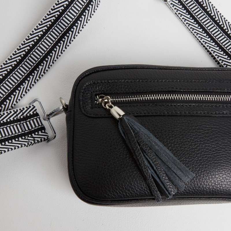 Crossbody Strap - Black and Silver Gold Hardware by B & Floss