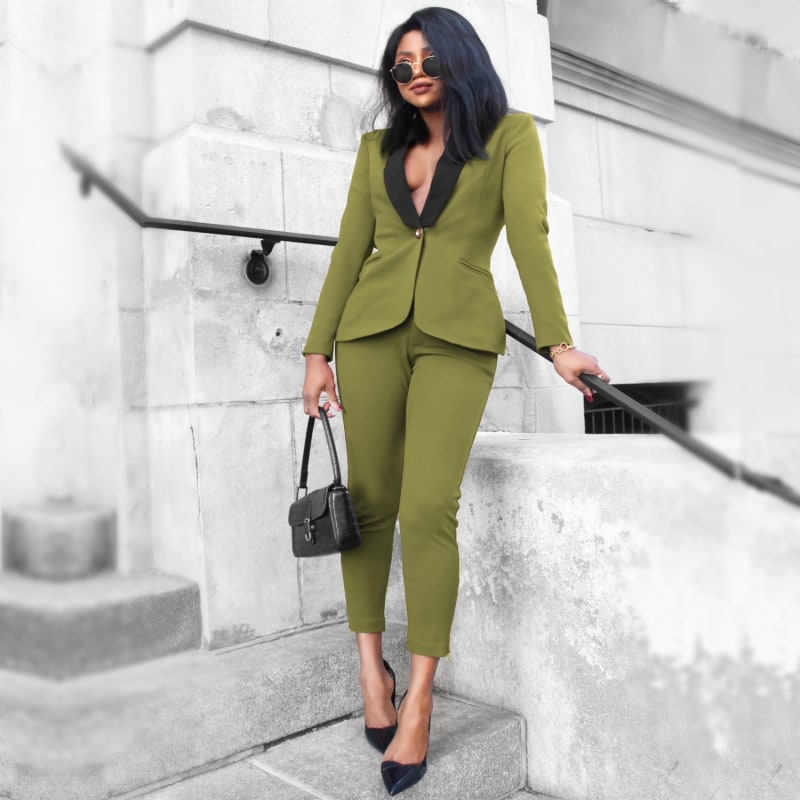 Thumbnail of A Rebellious Leggings Stretch Suit -Olive Green image