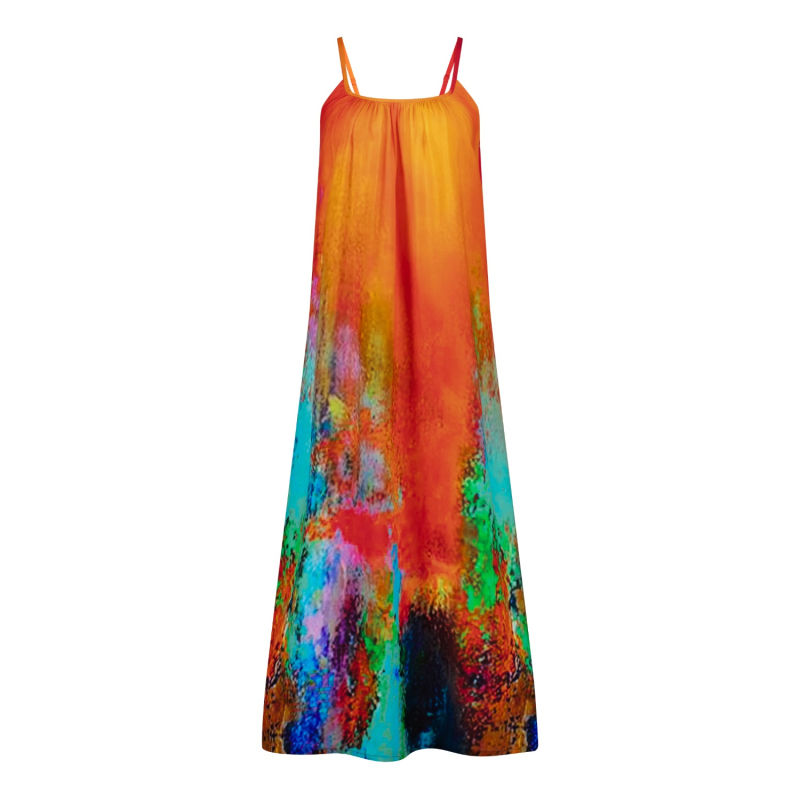 Tie dye print spaghetti strap maxi dress shop