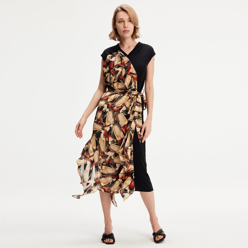 Asymmetrical Dress With Graphic Print, Smart and Joy